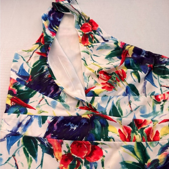 Fashion Nova Vibrant One-Shoulder Dress - Red, Blue, Green - Picture 5 of 13